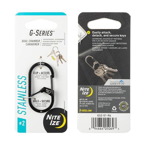 Nite Ize - G-Series™ #2 Dual Chamber Karabiner - Stahl - Schwarz - GS2-01-R6 - Stahlkarabiner