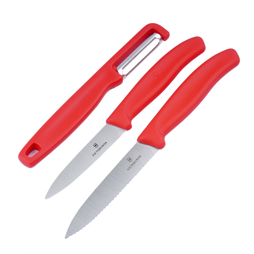 Victorinox - Küchenmesserset mit Sparschäler Swiss Classic - 3 Teile - Rot - 6.7111.33C1 - Messer