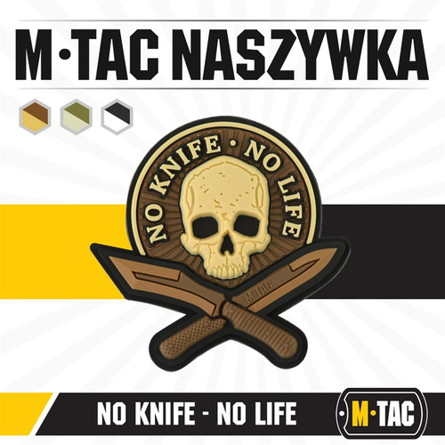 M-Tac - No Knife - No Life 3D PVC Patch - Coyote - 51128005 - 3D PVC Morale Patches