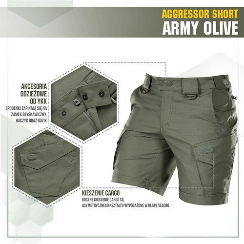 Bekleidung - M-Tac - Aggressor Tactical Shorts - Polycotton - Rip-Stop - Army Olive - 20018062 - Kurze Hose