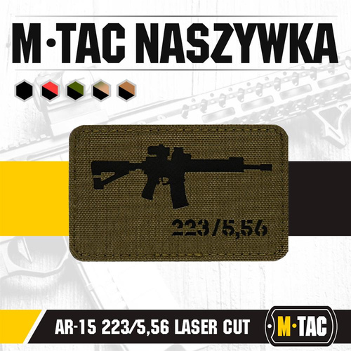M-Tac - AR-15 223/5.56 Lasergeschnittener Aufnäher - Schwarz/Grau - 51111232 - Morale Patch - Verschiedenes