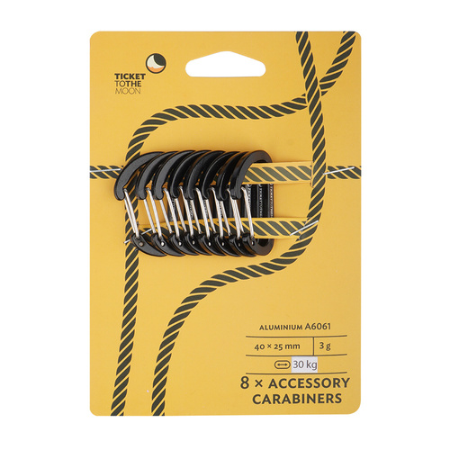 Ticket To The Moon - Karabiner für Hängematte - 0,3 kN - 8 Stück - TMBINER03 - Aluminiumkarabiner - Outdoor