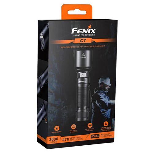 LED-Taschenlampen - Fenix - Wiederaufladbare LED-Taschenlampe - 3000 Lumen - 5000 mAh - C7