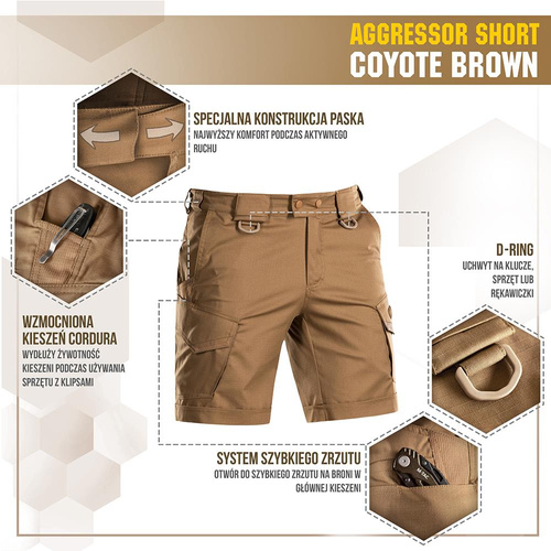 M-Tac - Taktische Shorts Aggressor - PoliCotton - Rip-Stop - Coyote Brown - 20018017 - Kurze Hose - Bekleidung