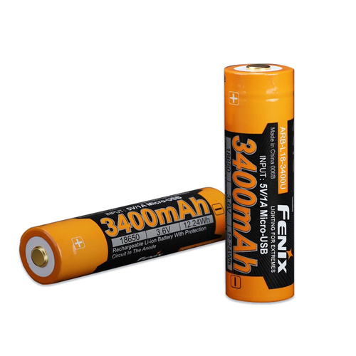 Fenix - Li-Ion Akku 18650 3400mAh 3.6V - USB - ARB-L18U-3400 - Batterien