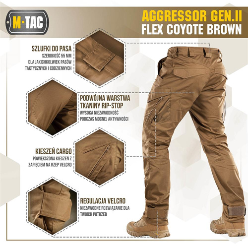 M-Tac - Taktische Hose Aggressor Gen.II Flex - Ripstop - Coyote Brown - 20058017 - Cargohosen