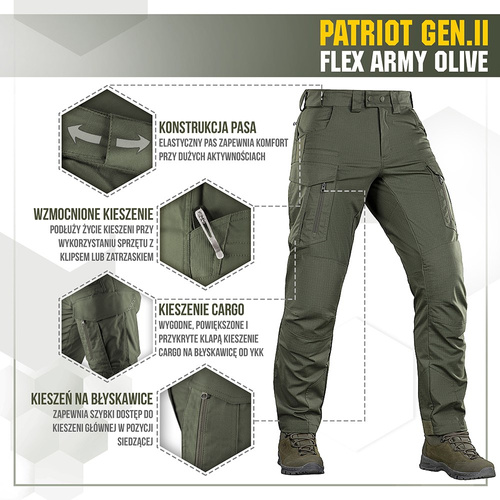 M-Tac - Patriot Gen II Flex taktische Hose - Army Olive - 20056862 - Cargohosen - Bekleidung