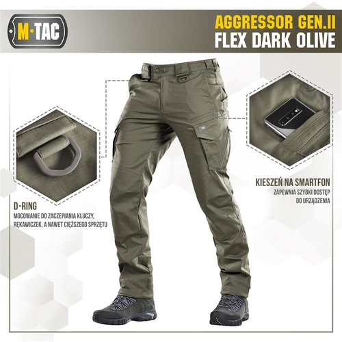 Bekleidung - M-Tac - Taktische Hose Aggressor Gen.II Flex - Ripstop - Dark Olive - 20058048 - Cargohosen