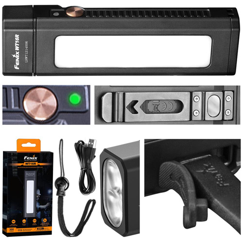 Outdoor - Fenix - Wiederaufladbare LED-Taschenlampe WT16R - Werkstatt - 300 Lumen - Schwarz - 039-479 - LED-Taschenlampen