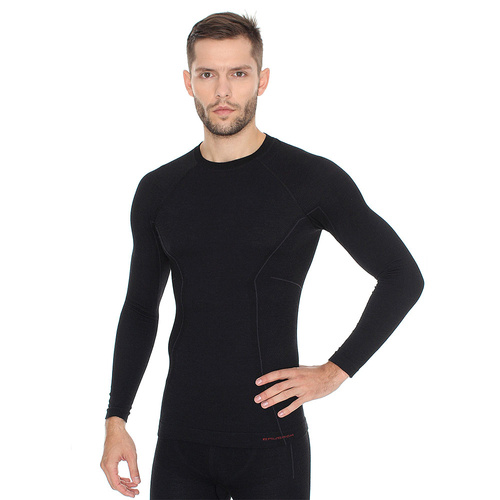 Thermoaktive Wäsche - Brubeck - Active Wool Langarm Thermoshirt Merino - Black - LS12820