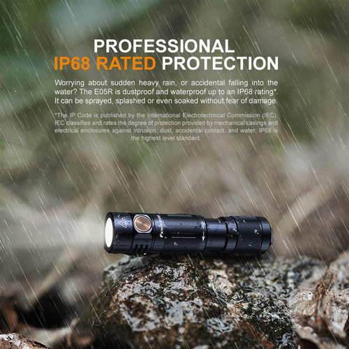 Fenix - Wiederaufladbare LED Taschenlampe E05R - Schlüsselanhänger - 400 Lumen - Schwarz - 039-493 - LED-Taschenlampen - Outdoor