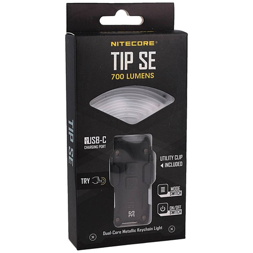 NiteCore - Schlüsselanhänger-Taschenlampe TIP SE - 700 lm - 500 mAh - Schwarz - TIP SE BLACK - LED-Taschenlampen - Outdoor