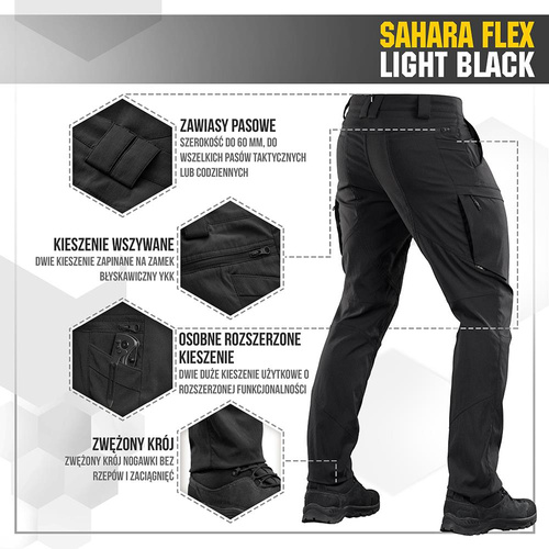 Bekleidung - M-Tac - Taktische Hose Sahara Flex Lite - Schwarz - 20064002 - Cargohosen