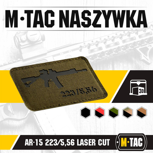 Verschiedenes - M-Tac - AR-15 223/5.56 Lasergeschnittener Aufnäher - Schwarz/Grau - 51111232 - Morale Patch