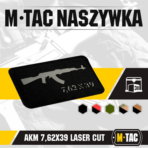 M-Tac - AKM 7,62 x 39 Lasergeschnittener Aufnäher - Schwarz/Grau - 51110211 - Morale Patch - Verschiedenes