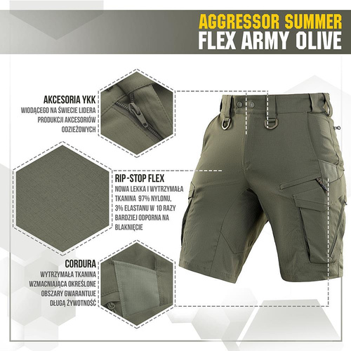 Kurze Hose - M-Tac - Aggressor Sommer Flex Tactical Shorts - Army Olive - 20472062