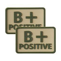 Helicone - PVC Patch - Blutgruppe - B+ POS - Khaki - 2 Stück.