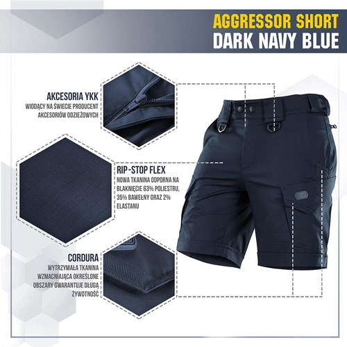 Kurze Hose - M-Tac - Aggressor Tactical Shorts - Polycotton - Rip-Stop - Dark Navy Blue - 20018015