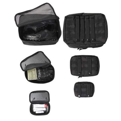 Outdoor - Mil-Tec - 3-Pc Mesh Pouch Set - Schwarz - 16003802 - Seitentaschen & Organizer