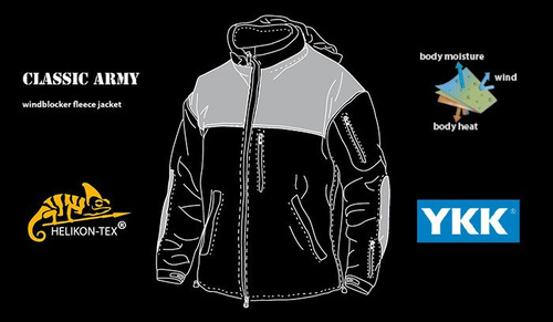 Fleece-Sweatshirts - Helikon - Klassische Armee Windblocker Fleece-Jacke - Schwarz - BL-CAF-FM-01