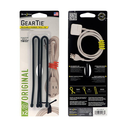 Nite Ize - Gear Tie 12" - Schwarz - 2Pack - GT12-2PK-01 - Nite Ize