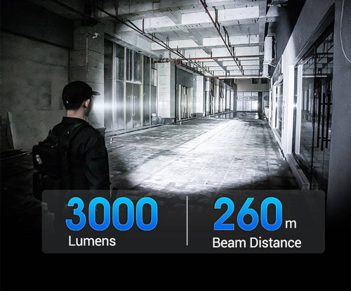 NEXTorch - P84 LED Taktische Taschenlampe mit 4800 mAh Akku - 3000 lm - Schwarz - P84 - LED-Taschenlampen