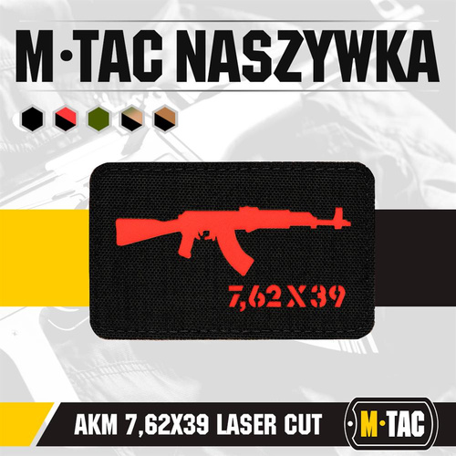 Verschiedenes - M-Tac - AKM 7,62 x 39 Lasergeschnittener Aufnäher - Schwarz/Rot - 51110233 - Morale Patch