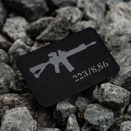 Morale Patch - M-Tac - AR-15 223/5.56 Lasergeschnittener Aufnäher - Schwarz/Grau - 51111211