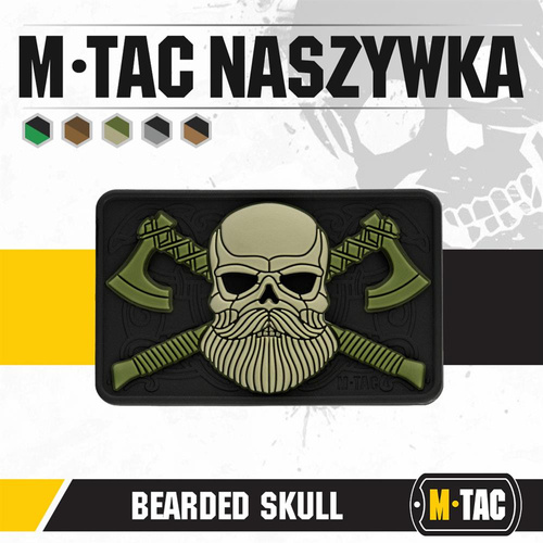 Verschiedenes - M-Tac - 3D-Emblem - Bearded Skull - Schwarz / Olive - 51113201 - 3D PVC Morale Patches