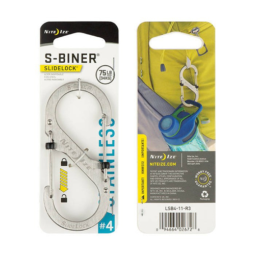 Stahlkarabiner - Nite Ize - S-Biner #4 SlideLock - Edelstahl - LSB4-11-R3