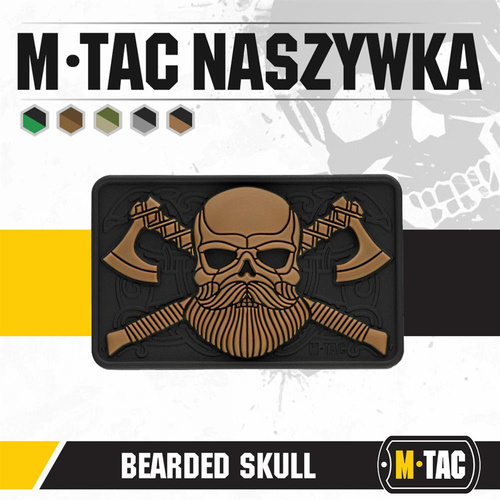 M-Tac - 3D-Emblem - Bearded Skull - Schwarz / Coyote - 51113205 - 3D PVC Morale Patches - Verschiedenes