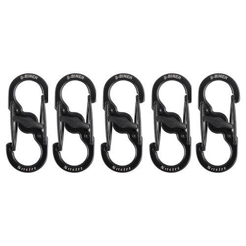 Nite Ize - Karabiner S-Biner MicroLock - 5 Stk. - Stahl - Schwarz - LSBM-01-5R7 - Schlüsselanhänger