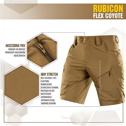 Kurze Hose - M-Tac - Taktische Shorts Rubicon Flex - 4-Way Stretch - YKK - Coyote - 20070005