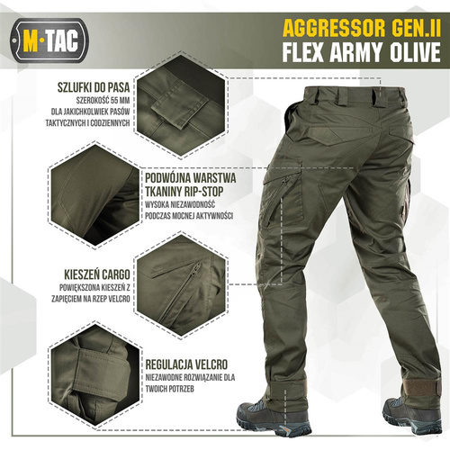M-Tac - Taktische Hose Aggressor Gen.II Flex - Ripstop - Army Olive - 20058062 - Cargohosen