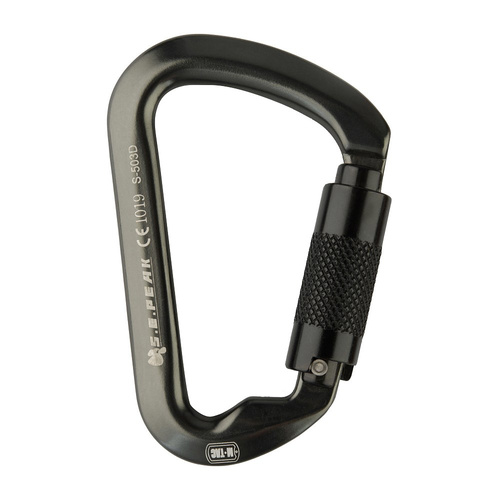Aluminiumkarabiner - M-Tac – Aluminium-Karabinerhaken mit Schlüsselschloss – 10 cm – Grau – MTC-HDS30