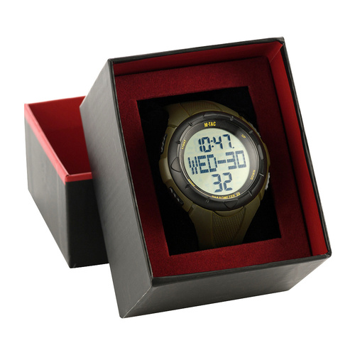 Uhren - M-Tac - Taktische Uhr mit Schrittzähler - LCD - WR50 - Olive - 50001001
