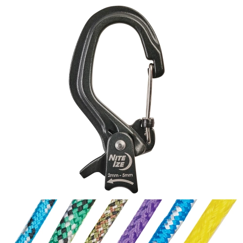 Nite Ize - Seilspanner CamJam mit SlideLock - Aluminium - Groß - Schwarz - CJSLL-01-R3 - Stahlkarabiner