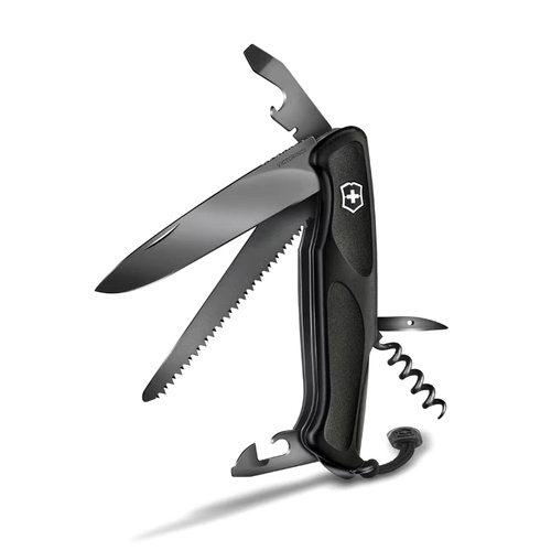 Taschenmesser & Schweizermesser - Victorinox - Multifunktionelles Taschenmesser Ranger 55 - 10 Funktionen - Onyx Schwarz - 0.9563.C31P