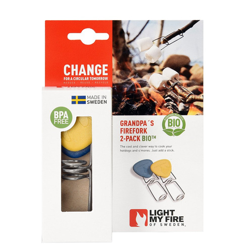 Besteck & Geschirr - Light My Fire - Grandpa's FireFork 2er-Pack BIO Lagerfeuer-Spieße - MustyYellow / HazyBlue - 2302011413