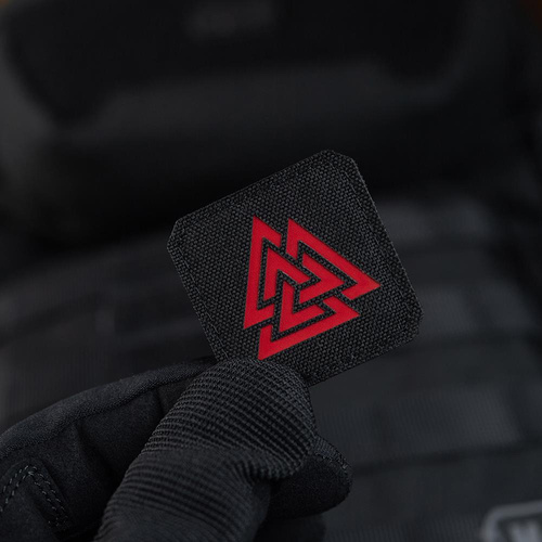 M-Tac - Lasergeschnittenes Valknut Quadrat Patch - Rot / Schwarz - 51162233 - Andere