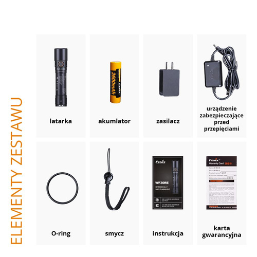 Fenix - LED-Taschenlampe mit 2600-mAh-Akku - 280 lm - WF30RE - LED-Taschenlampen - Outdoor