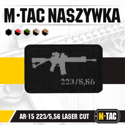 M-Tac - AR-15 223/5.56 Lasergeschnittener Aufnäher - Schwarz/Grau - 51111211 - Morale Patch - Verschiedenes