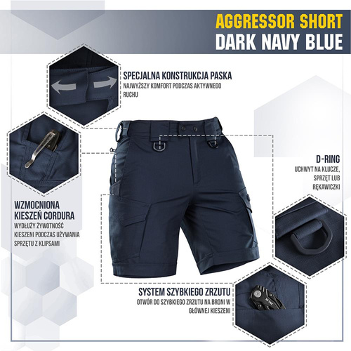 M-Tac - Aggressor Tactical Shorts - Polycotton - Rip-Stop - Dark Navy Blue - 20018015 - Kurze Hose - Bekleidung