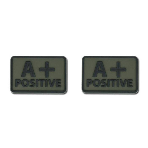 3D PVC Morale Patches - Helikon - PVC Patch - Blutgruppe - A+ POS - Olivgrün - 2 Stück