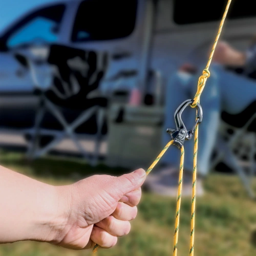 Nite Ize - Seilspanner CamJam mit SlideLock - Aluminium - Klein - Schwarz - CJSLS-01-R3 - Stahlkarabiner - Outdoor