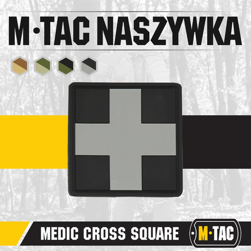 M-Tac - Medic Cross Square 3D PVC Patch - Schwarz / Grau - 51124211 - 3D PVC Morale Patches