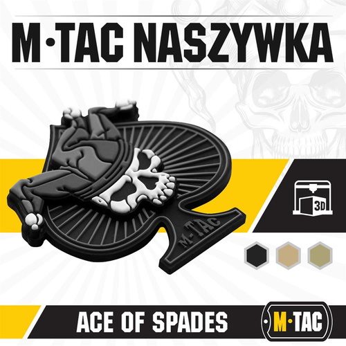 M-Tac – Ace of Spades Patch – 3D PVC – Schwarz/Weiß – 51108236 - 3D PVC Morale Patches - Verschiedenes