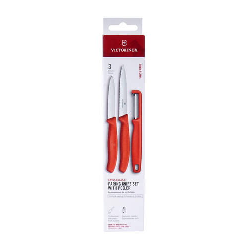 Messer - Victorinox - Küchenmesserset mit Sparschäler Swiss Classic - 3 Teile - Rot - 6.7111.33C1