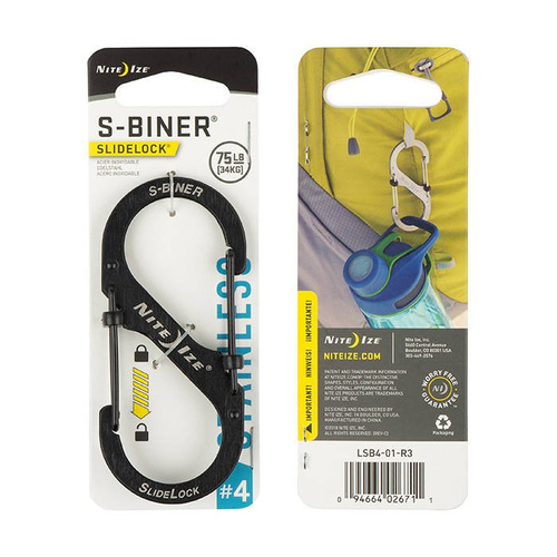 Stahlkarabiner - Nite Ize - S-Biner #4 SlideLock - Schwarz - LSB4-01-R3