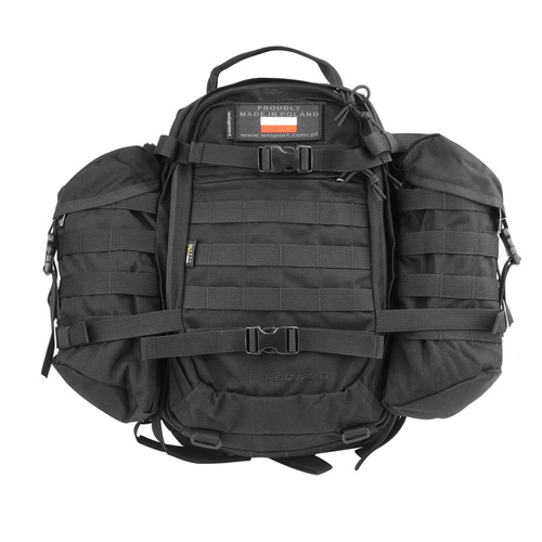 Militärrucksäcke - WISPORT - Sparrow 20 II Rucksack mit zwei Seitentaschen - 20 + 10 l - Schwarz.